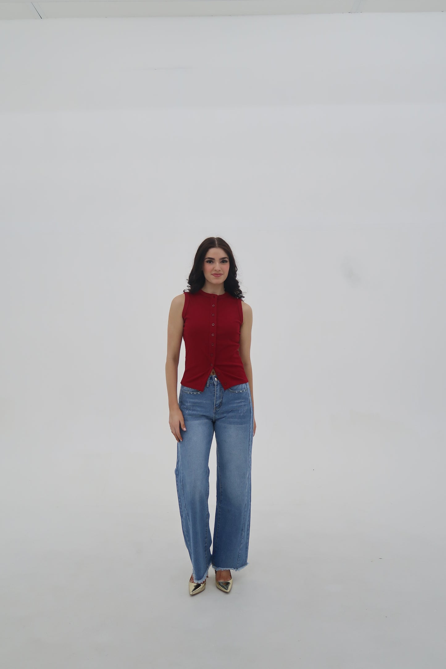 The Selene: Ribbed Buttoned Cardigan Tank