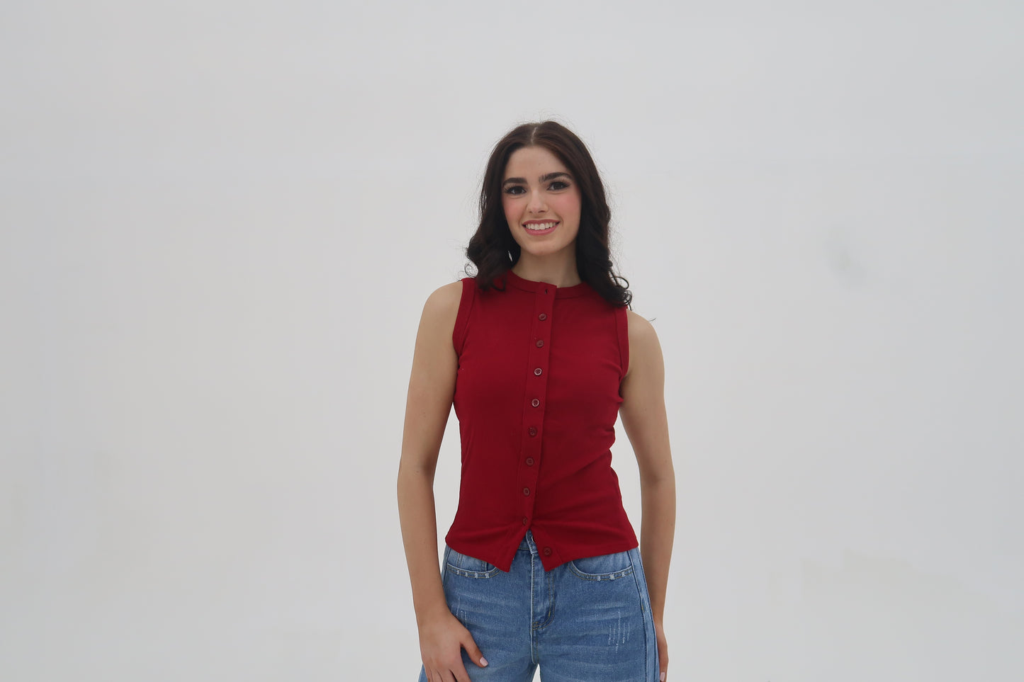 The Selene: Ribbed Buttoned Cardigan Tank