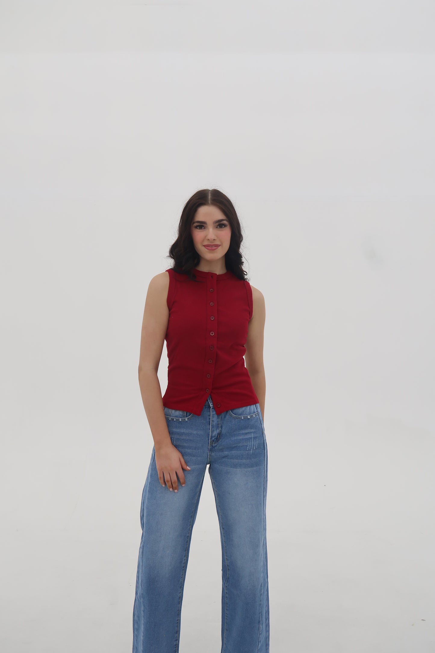 The Selene: Ribbed Buttoned Cardigan Tank