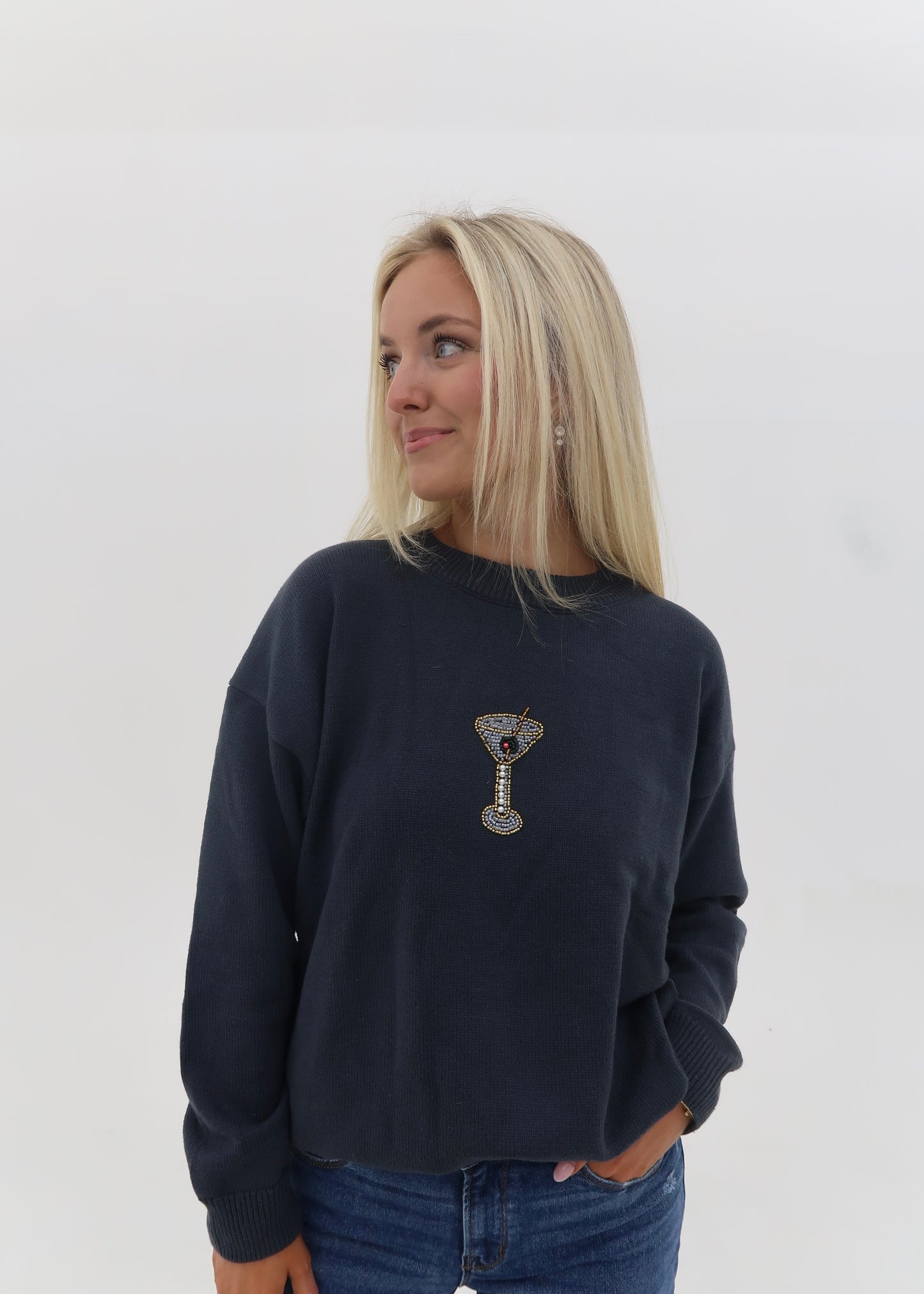 The Margaret: Beaded Martini Sweater