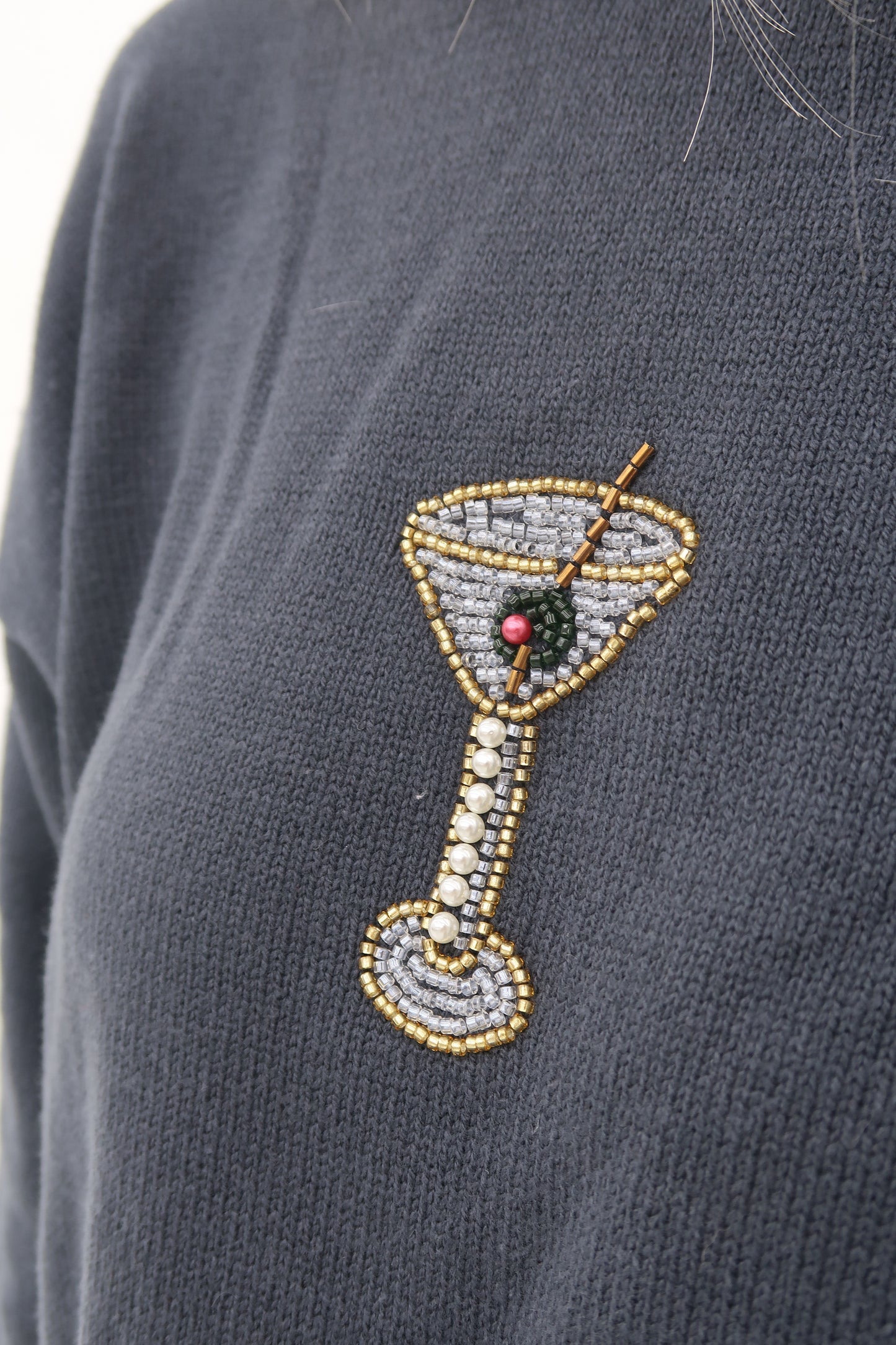 The Margaret: Beaded Martini Sweater