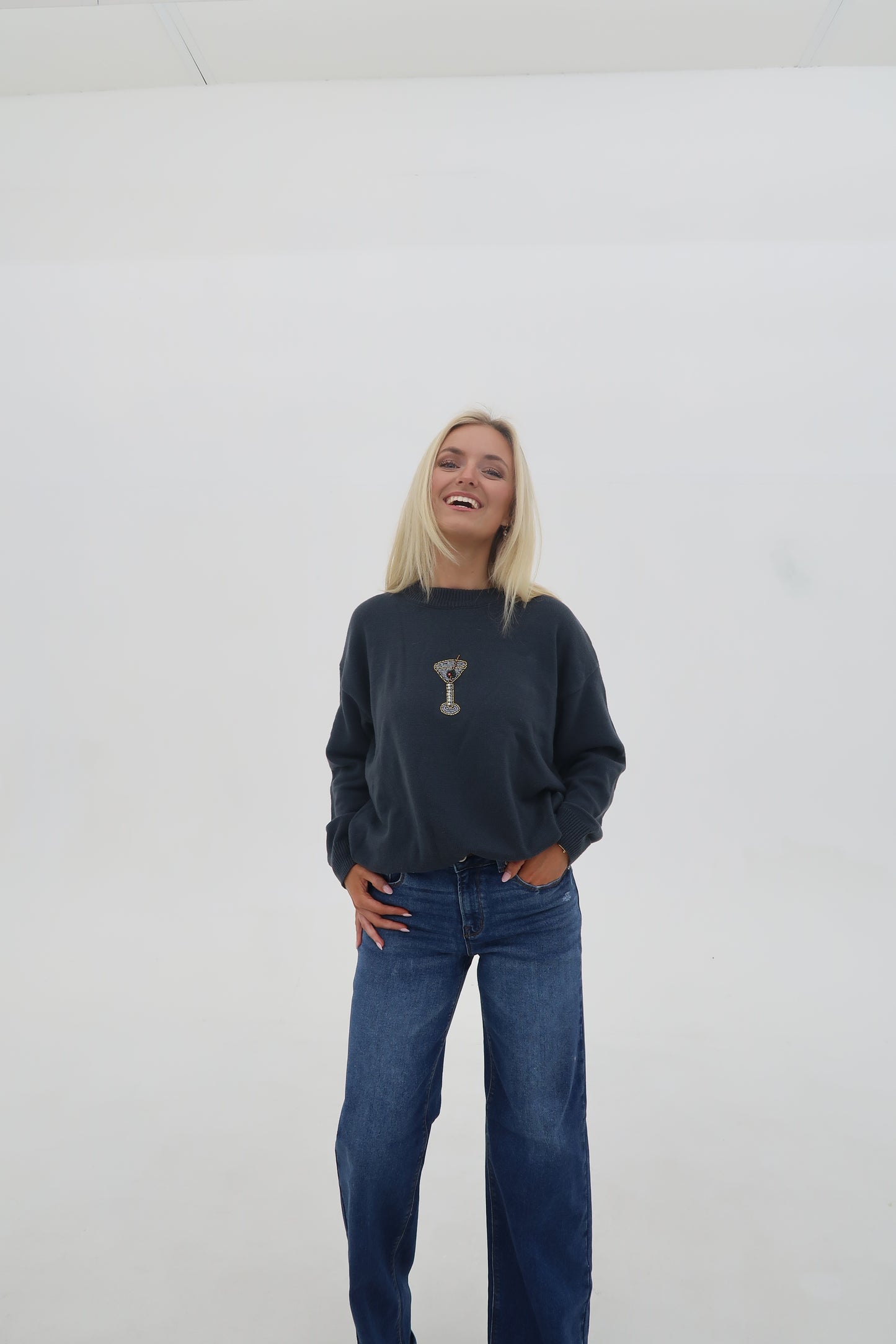 The Margaret: Beaded Martini Sweater