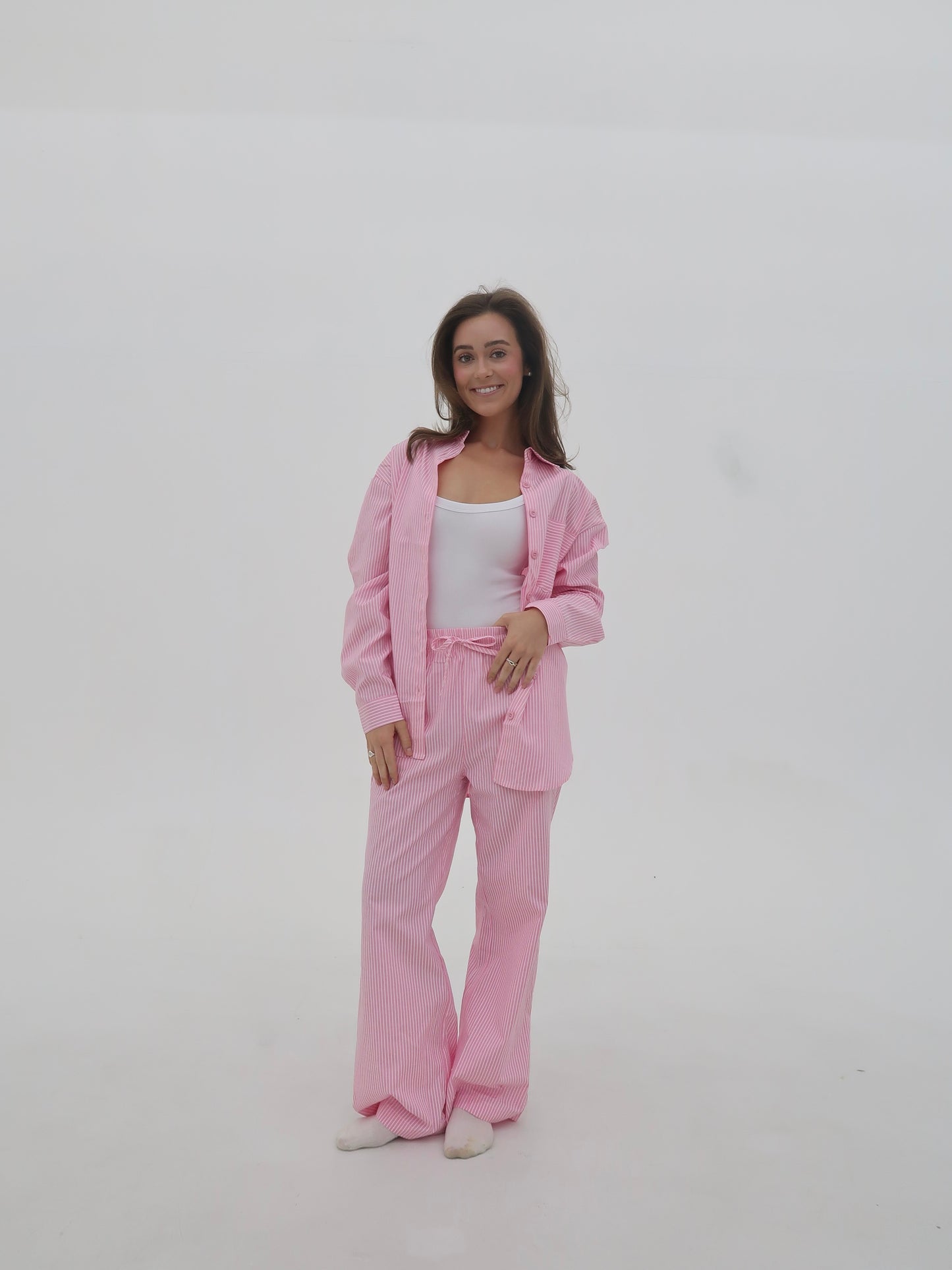 The Isla: Button Up Pinstripe Set