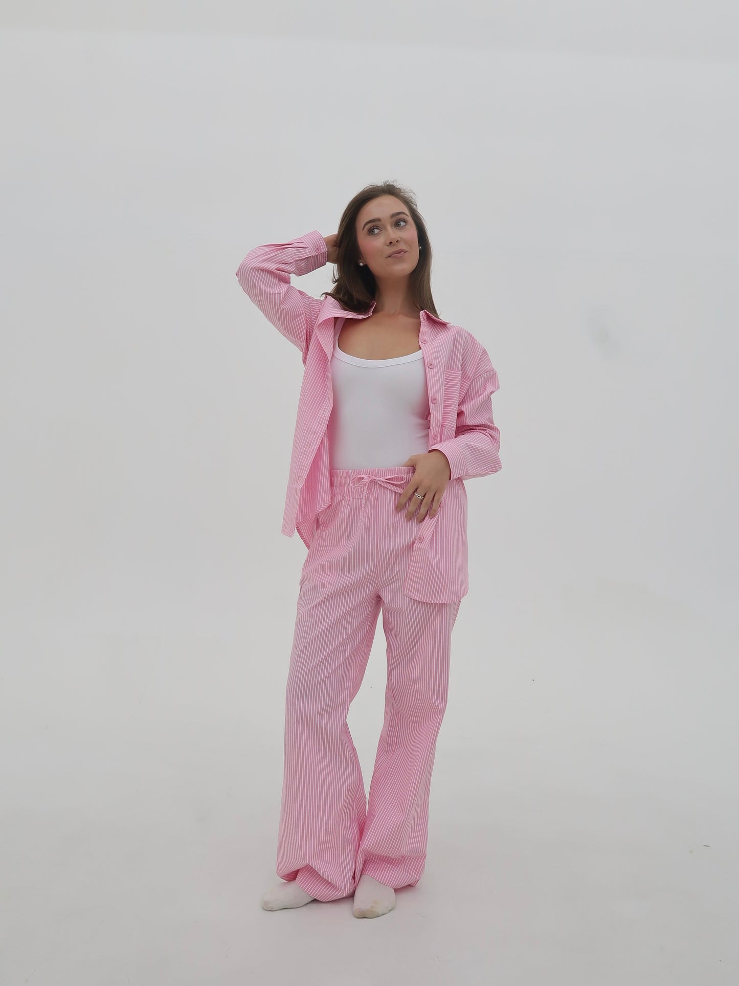 The Isla: Button Up Pinstripe Set