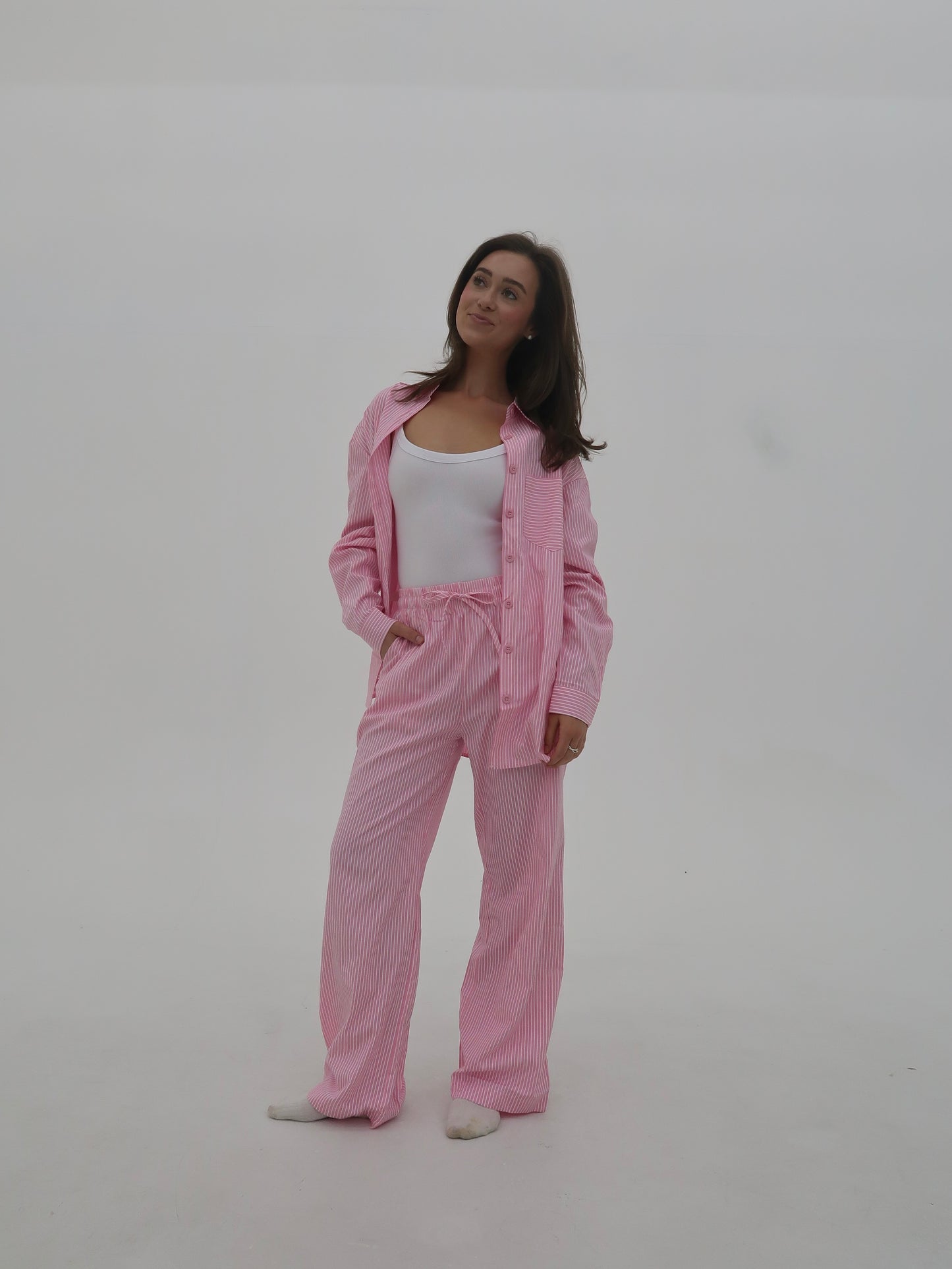 The Isla: Button Up Pinstripe Set